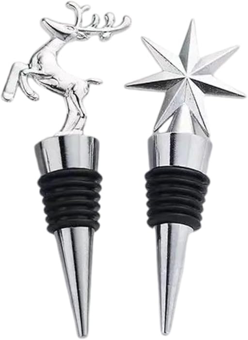 2PCS Christmas Wine Bottle Stoppers, Christmas Deer and Seven-Pointed Star Wine Stopper, Reusable... | Amazon (CA)