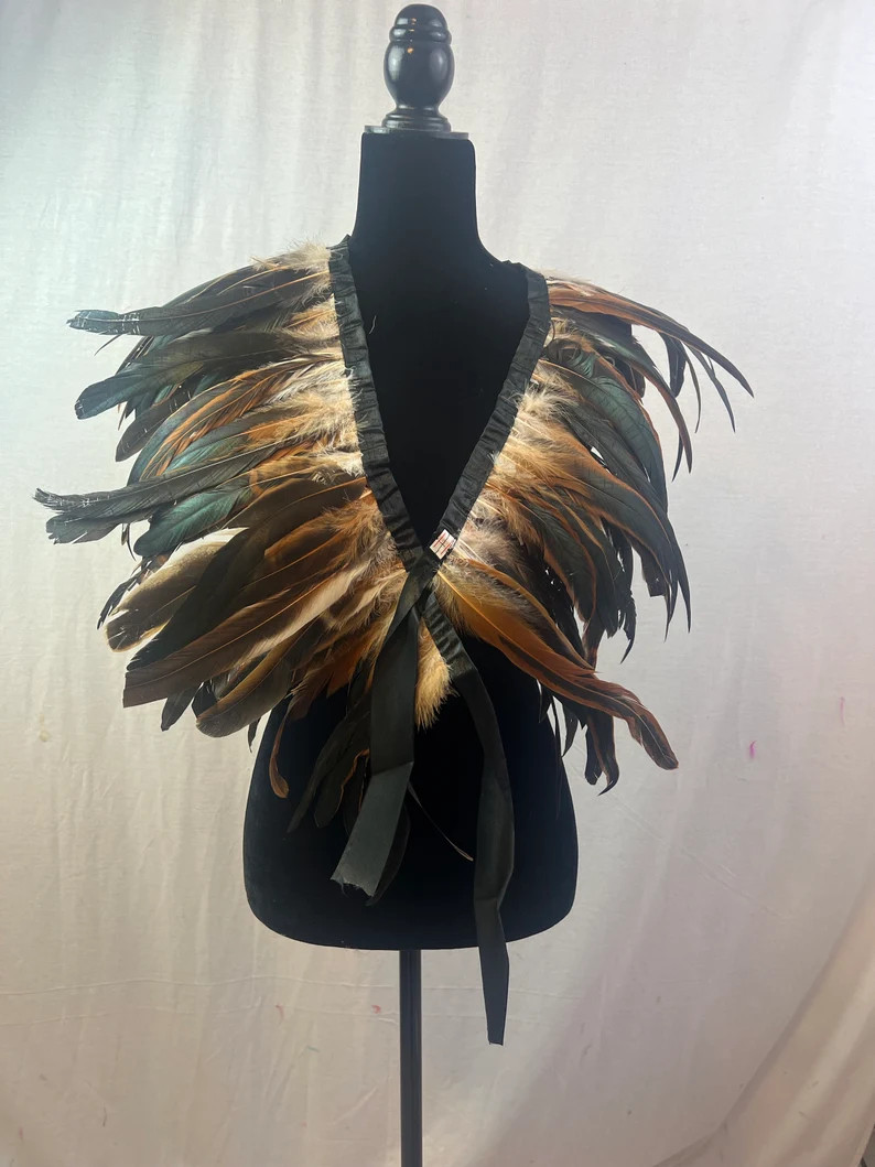 Nature Brown Feather Shrug: Gothic Victorian Collar, Cosplay Shawl - Etsy | Etsy (US)
