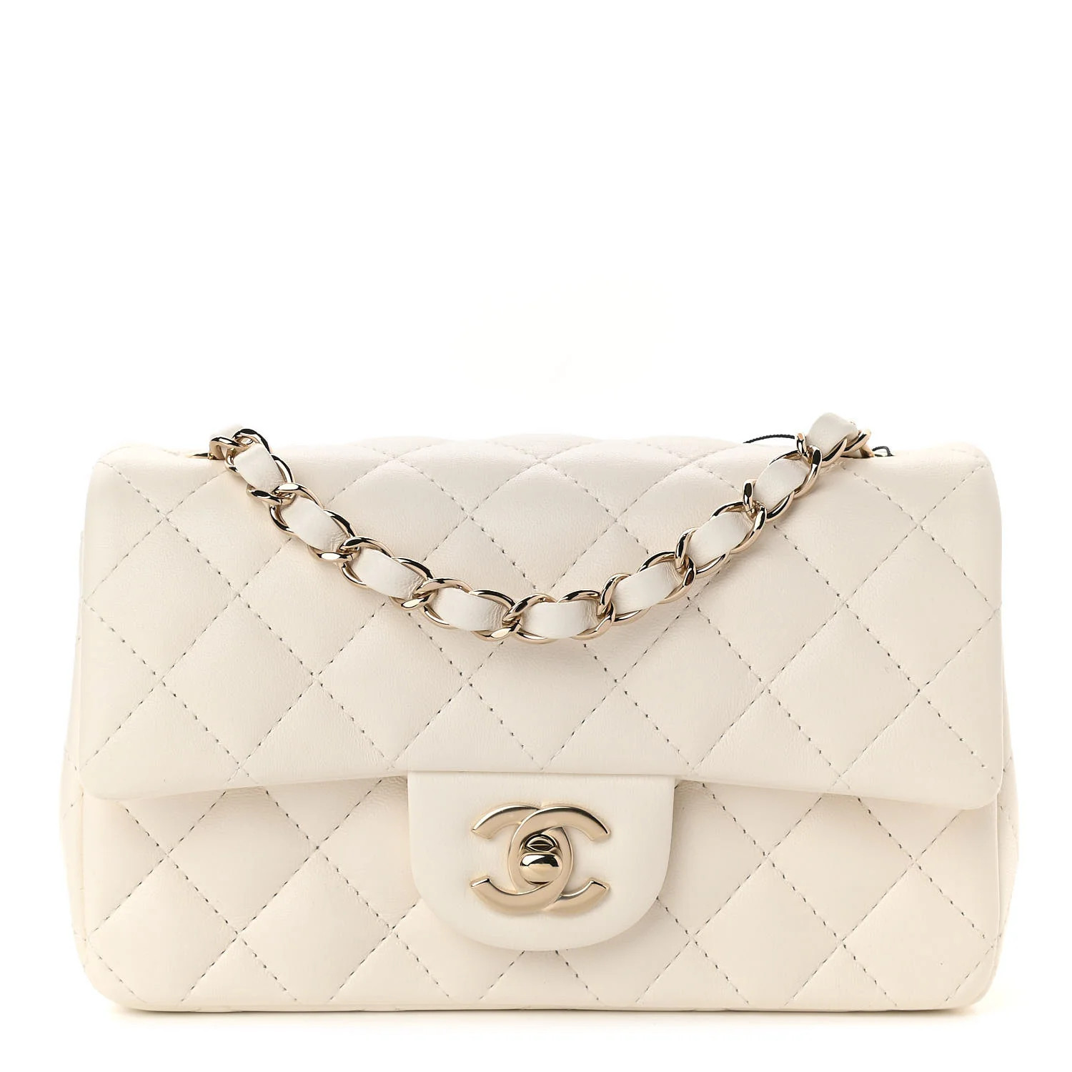CHANEL Lambskin Quilted Mini Rectangular Flap White | FASHIONPHILE | Fashionphile