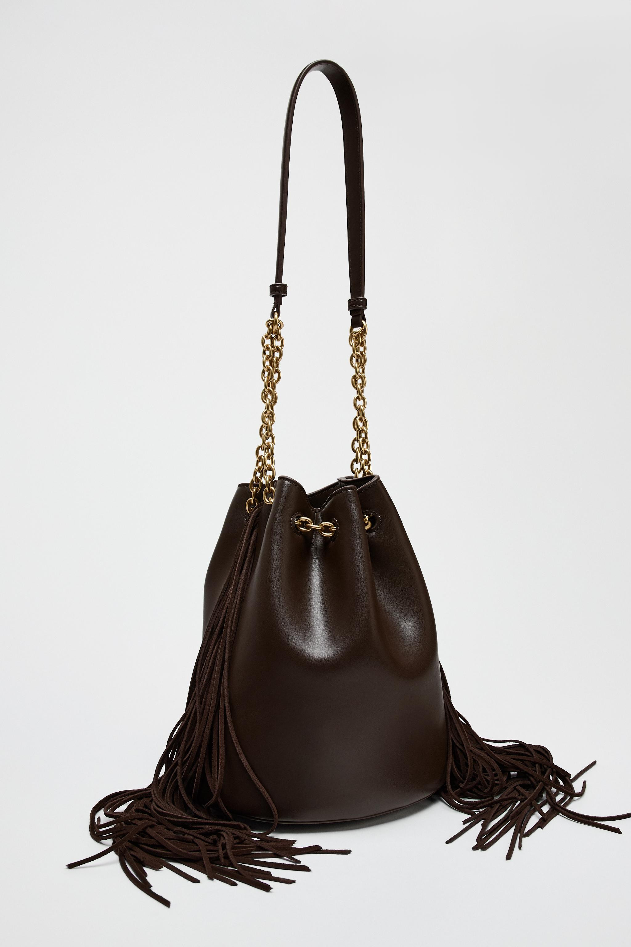 FRINGED CYLINDRICAL BUCKET BAG | Zara US