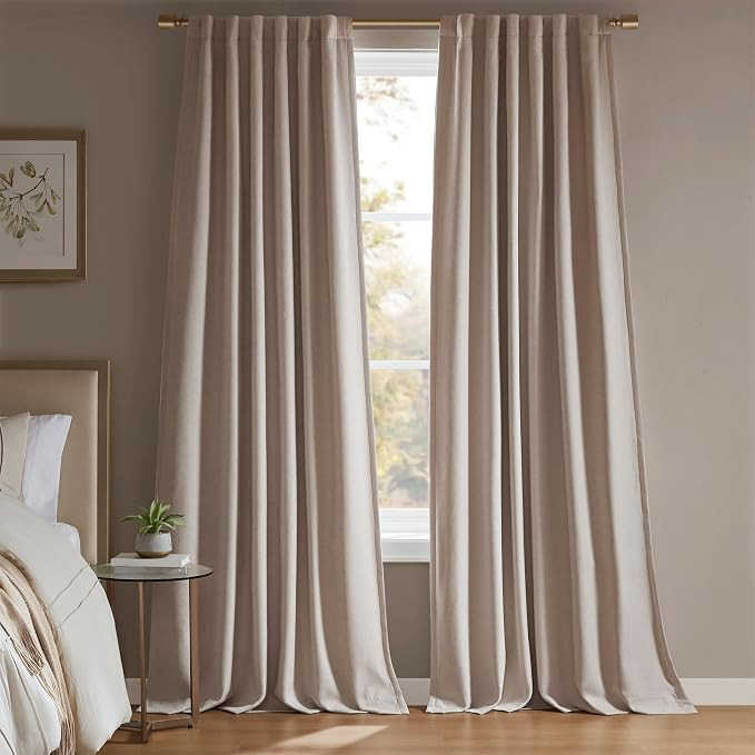 Madison Park Karien 100% Blackout Curtains 52x95 – Linen, 2-Layer Noise Blocking & Energy Smart... | Amazon (US)