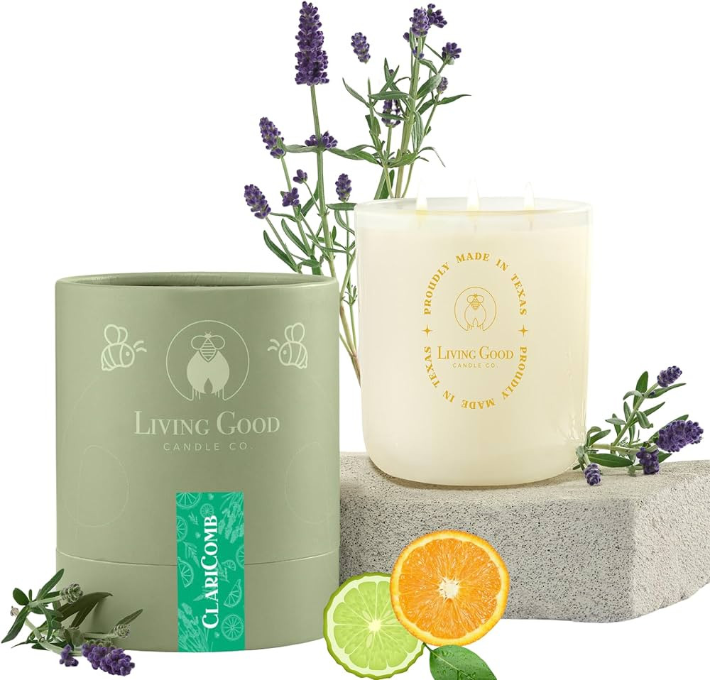 Claricomb - Lavender & Bergamot Pure Beeswax Candle – 90+ Hours Long Burning Classically Design... | Amazon (US)