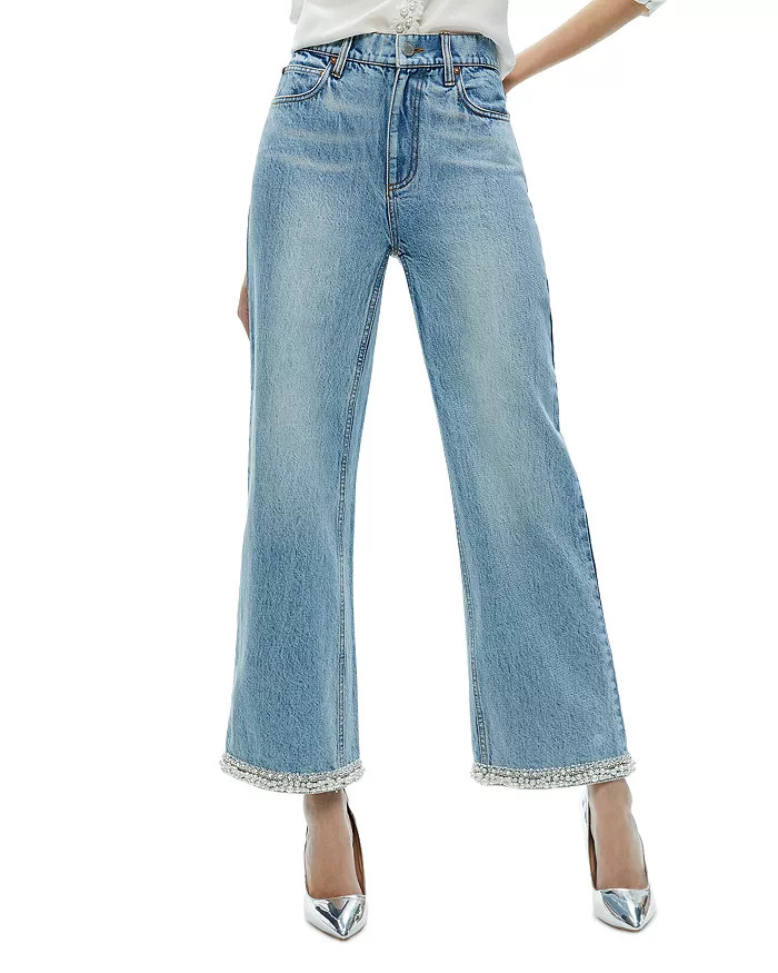 Alice and Olivia Ora High Rise Embellished Jeans in Rockstblue Women - Bloomingdale's | Bloomingdale's (US)