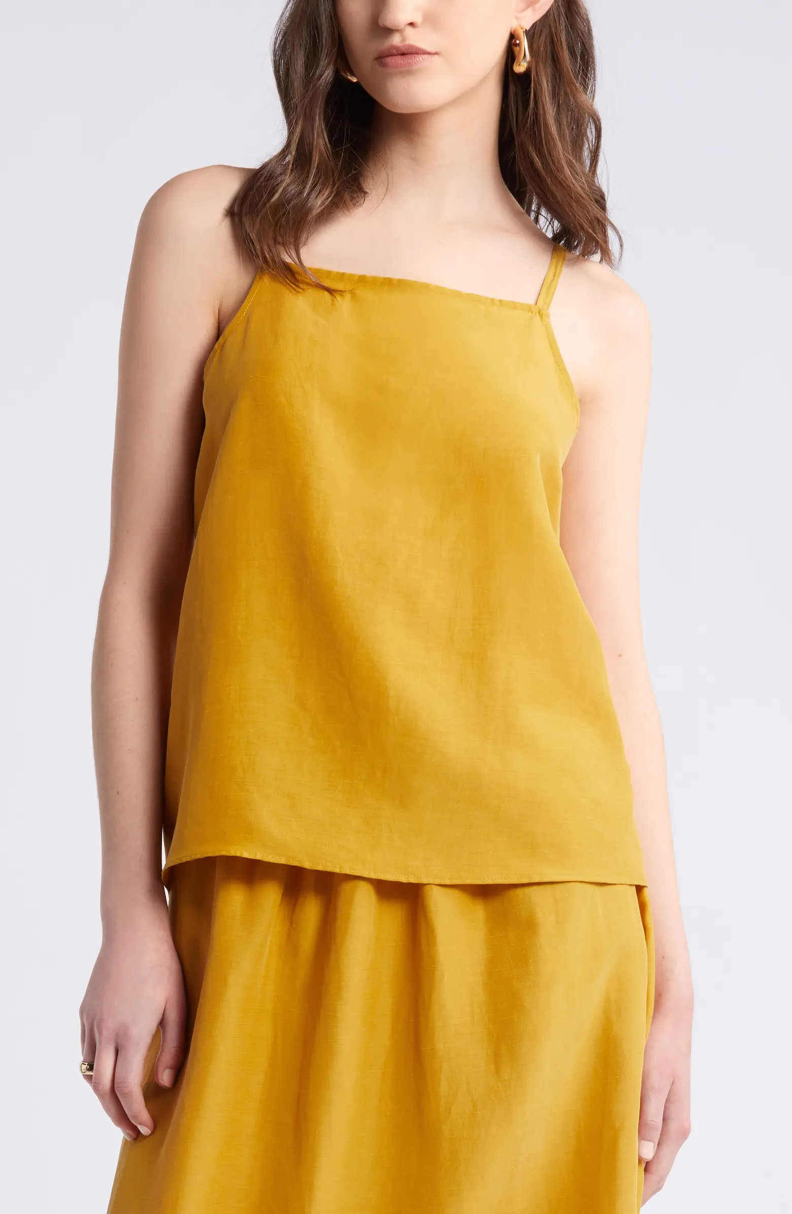 Nordstrom Square Neck Cupro & Linen Blend Tank Top | Nordstrom | Nordstrom