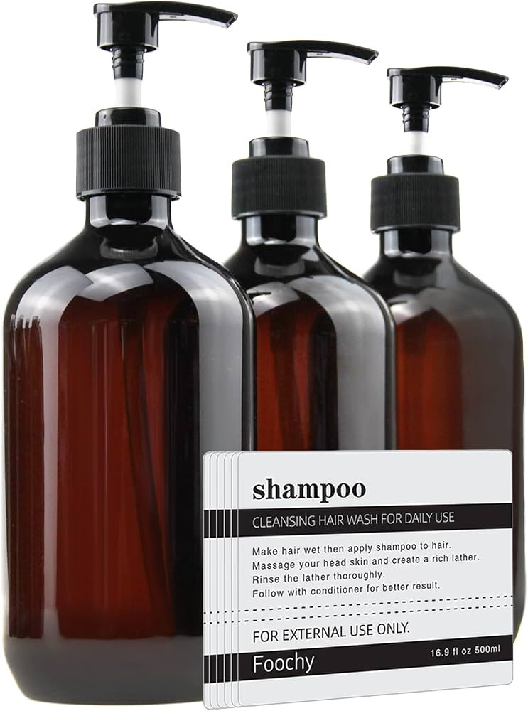 Foochy Empty Plastic Bottles with Pump Dispenser and 6pcs Labels Included, Refillable Travel Cont... | Amazon (US)