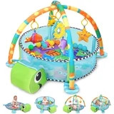 Babyeap 3-in-1 Baby Gym and Play Mat, Baby Activity with Ocean Ball Sensory Toys, 0-36 Months | Walmart (US)