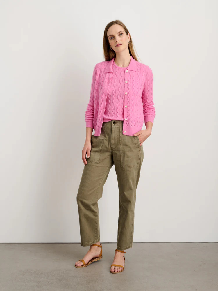 Mini Cable Cardigan in Lightweight Alpaca | Alex Mill