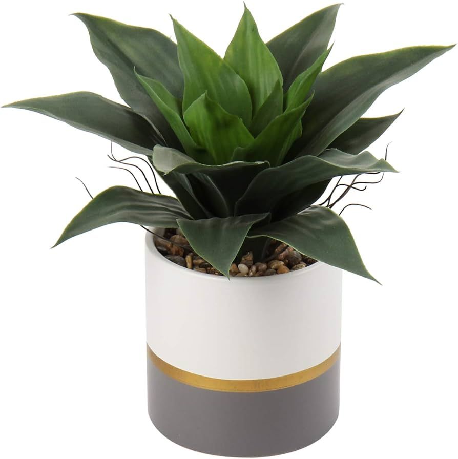 Briful Succulents Artificial Plants Fake Agave Aloe Plants in Gold and Dark Grey Ceramic Pot 9.4"... | Amazon (US)