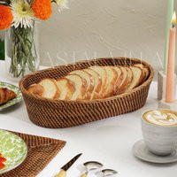 Woven Bread Basket/Fruit Basket Rattan Bowl Wall Baskets Oval Bin/Holder 30cm Long, 28 cm Wide At Top | Etsy (US)