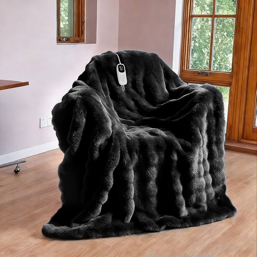 IUUI Electric Heated Blanket Throw 50''x60'',Luxury Faux Rabbit Fur Heating Throw Blankets,Fast H... | Amazon (US)