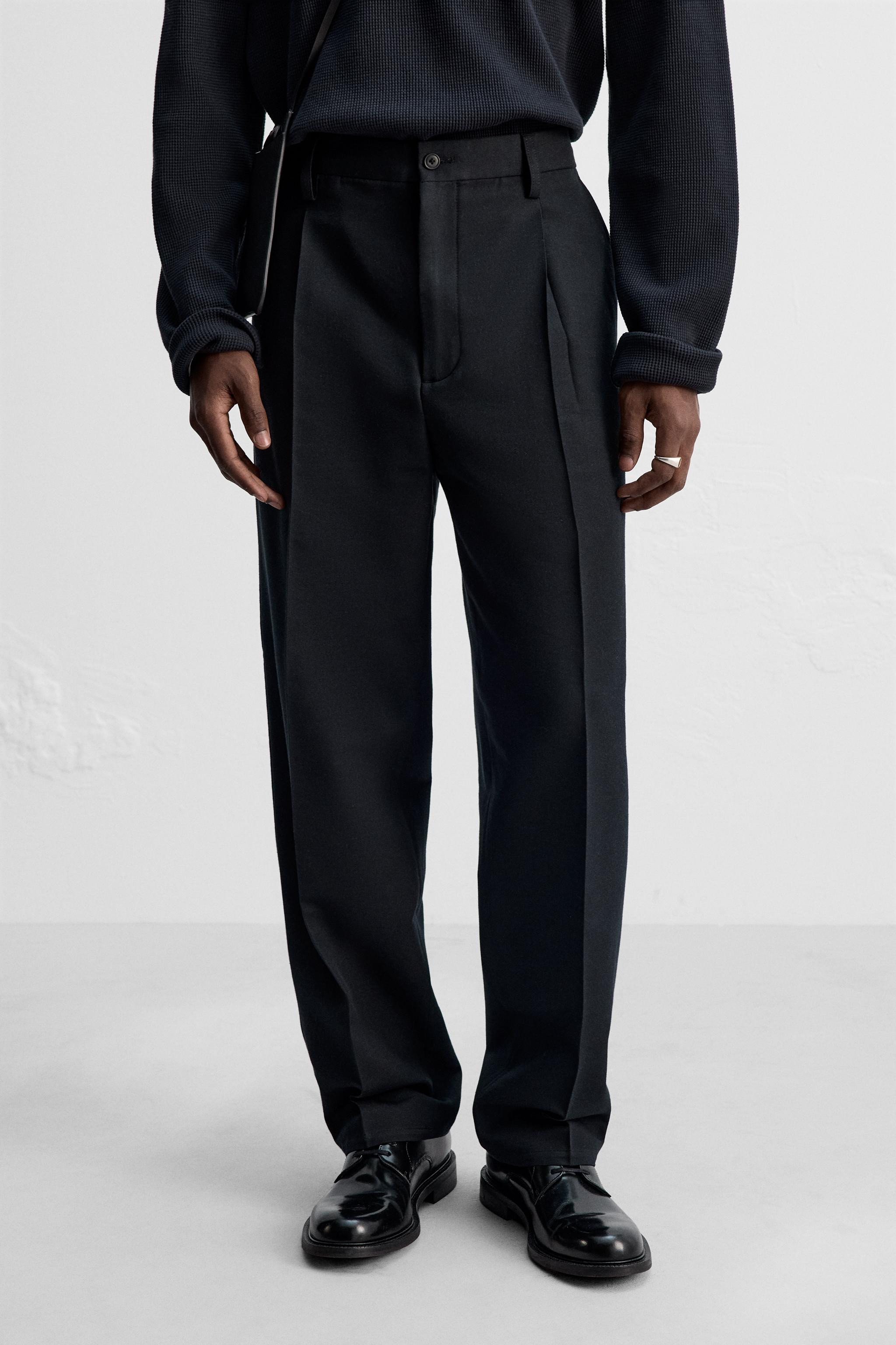 COTTON/WOOL PLEATED TROUSERS | Zara UK