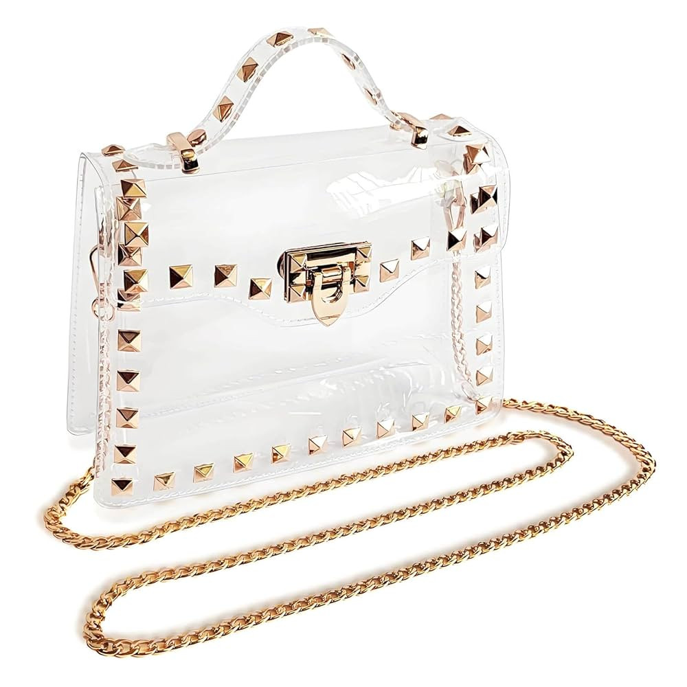COROMAY Clear Purse for Women, Crossbody Bag Stadium Approved, Fashion Rivet Décor | Amazon (US)