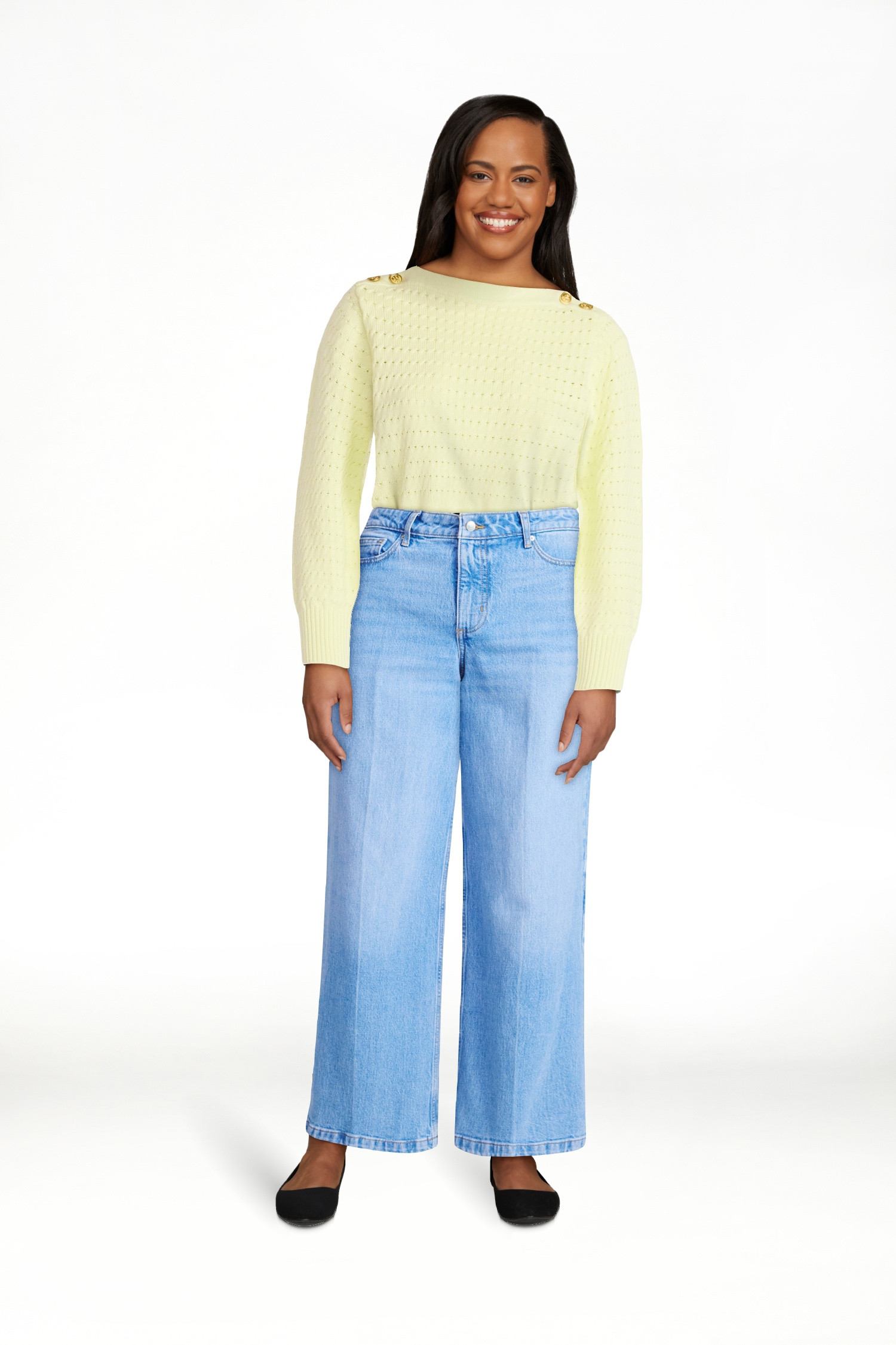 Free Assembly Women's High Rise Relaxed Wide Leg Jeans with Front Crease, Sizes 0-20 | Walmart (US)