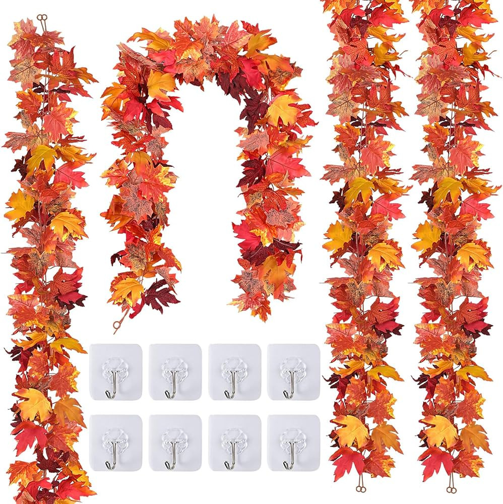 Palmatte 4 Pack Fall Decorations for Home Porch Front Door, 5.8ft Fake Vines Fall Garland Leaves ... | Amazon (US)