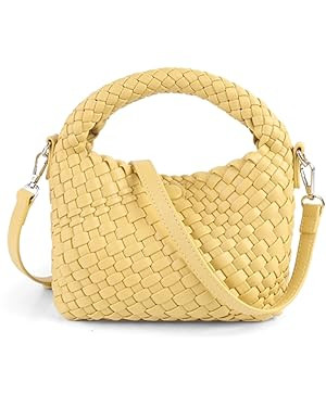 Women Woven Tote Small Crossbody Bag, Weave Quilted Purse Square Shoulder Bag Woven Handbag with ... | Amazon (US)
