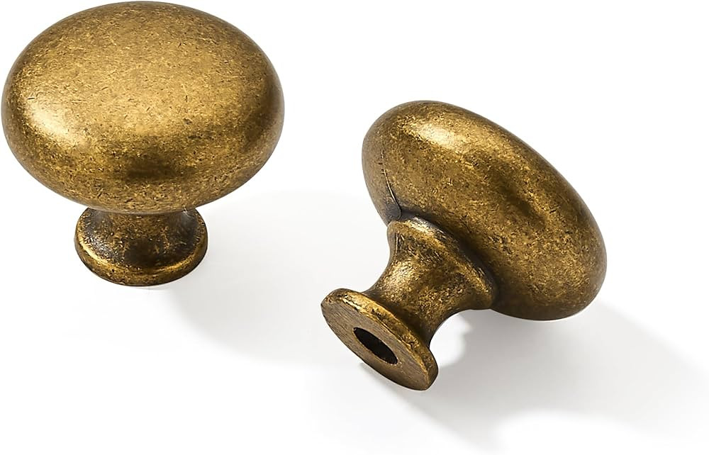 khtumeware 1-1/4" (32 mm) 10 Pack Drawer Pulls Antique Brass Cabinet Knobs Kitchen Hardware Cabin... | Amazon (US)
