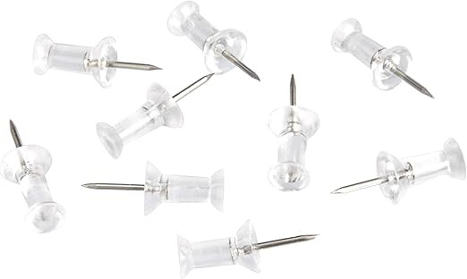 Amazon Basics Push Pins Tacks, Clear Plastic Head, Steel Point, 100-Pack | Amazon (US)