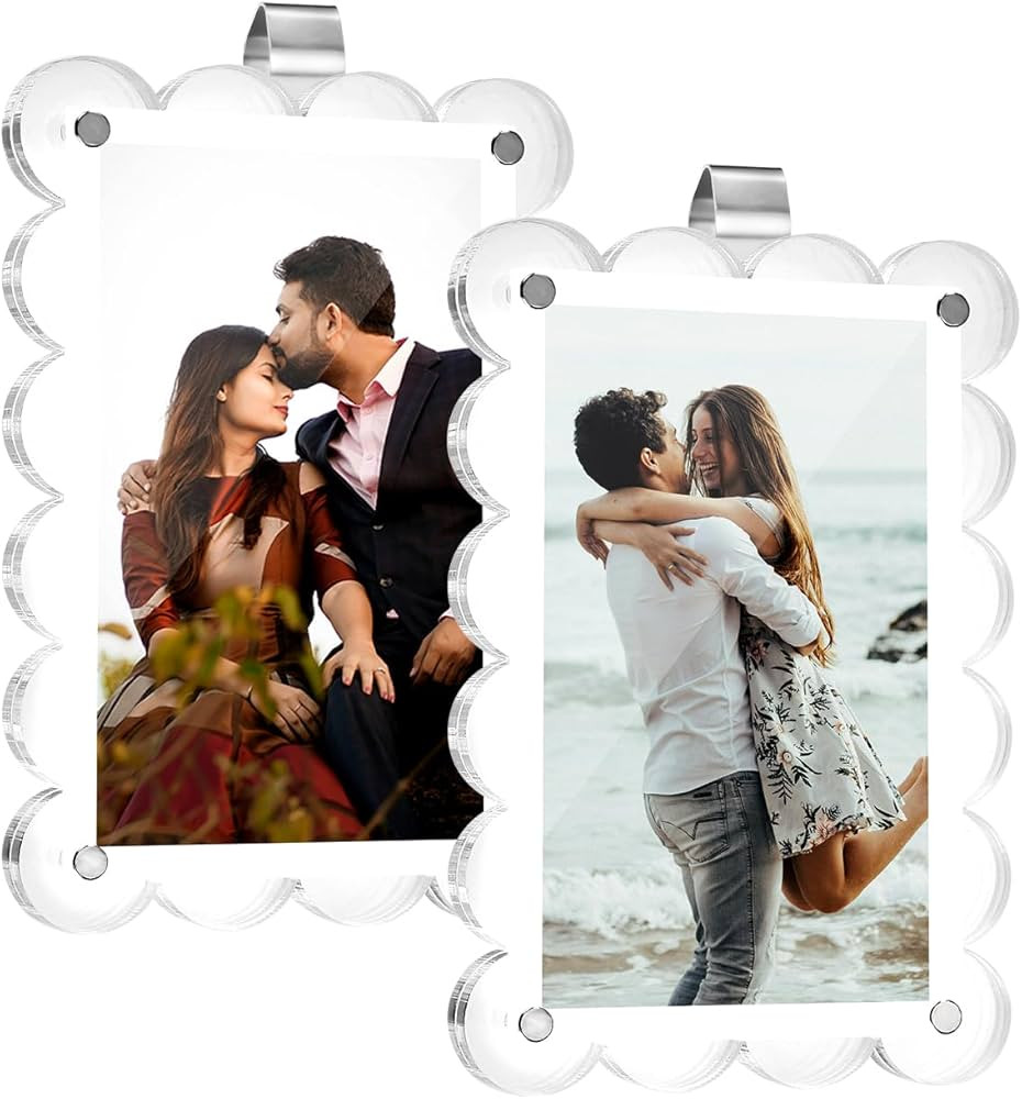 2pcs Car Sun Visor Photo Holder, Wavy Acrylic Car Visor Picture Frame Magnetic Photo Car Visor Cl... | Amazon (US)