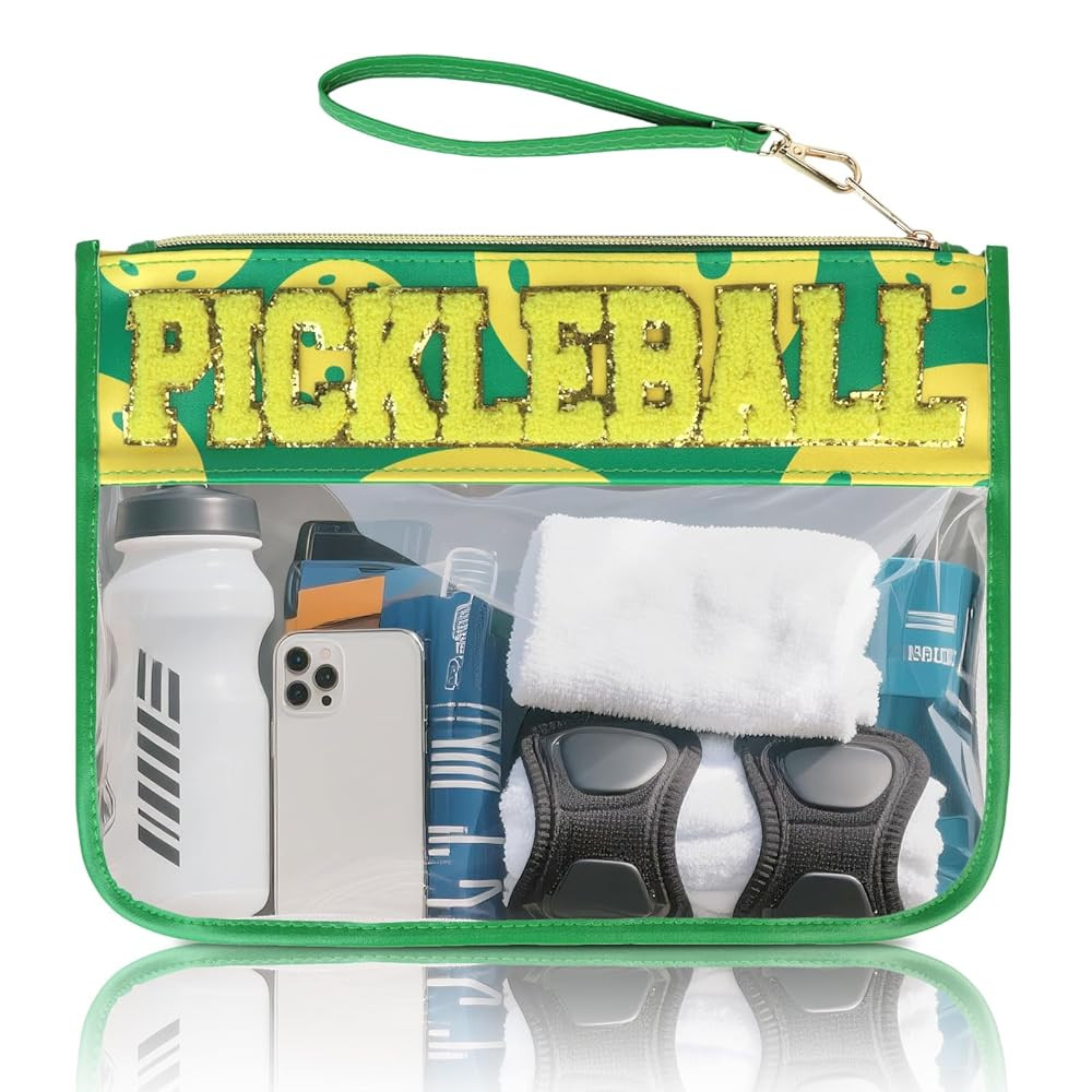 Pickleball Bags for Women Pickleball Accessories Makeup Cosmetic Bags Chenille Letter Clear Zippe... | Amazon (US)