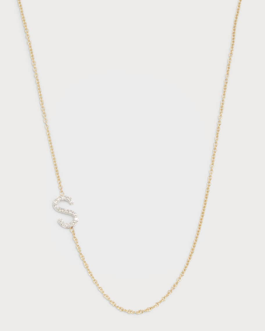 Zoe Lev Jewelry 14K Gold Personalized 0.11ct Asymmetric Diamond Initial Necklace | Neiman Marcus