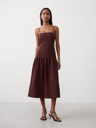 Strappy Structured Drop-Waist Midi Dress | Banana Republic Factory