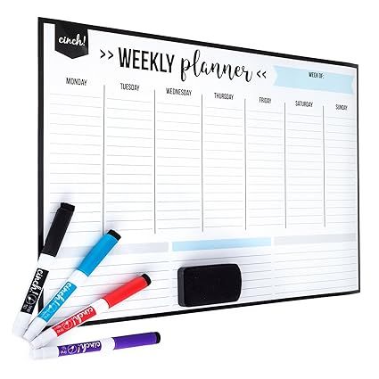 Magnetic Dry Erase Weekly Calendar for Fridge: with Stain Resistant Technology - 17x12" - 4 Fine ... | Amazon (US)