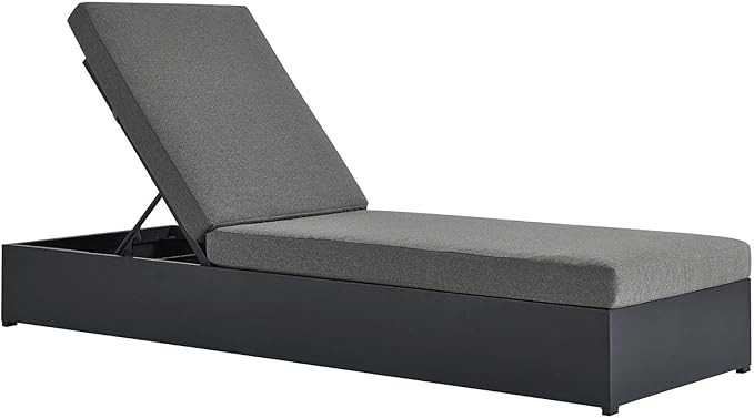 Modway Tahoe Aluminum Outdoor Gray Charcoal with Weather-Resistant Cushions, Perfect Patio Sunbed... | Amazon (US)