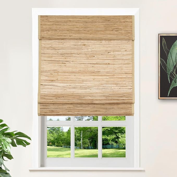 HOMERILLA Bamboo Roman Shades,Light Filtering Bamboo Shades for Indoor Windows,Natural Material,M... | Amazon (US)