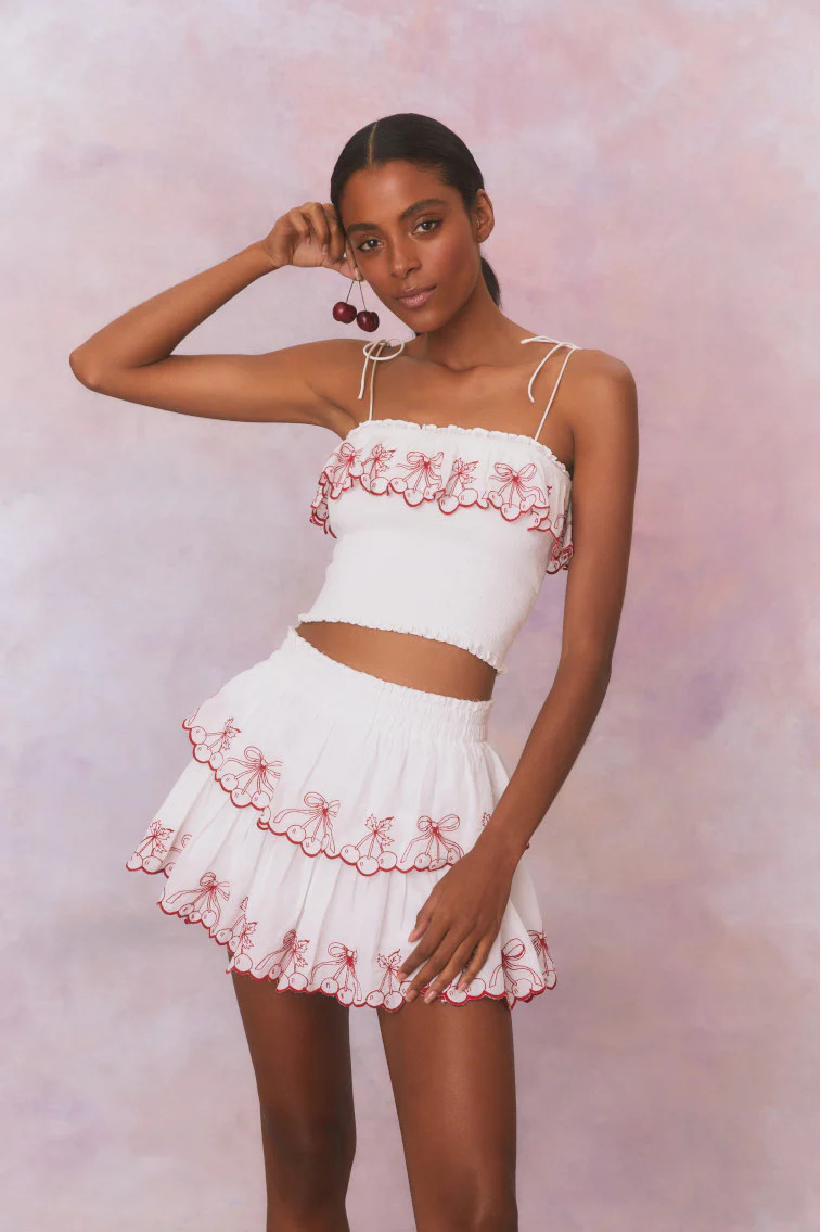 Amparo Embroidered Cotton Mini Skirt | LoveShackFancy