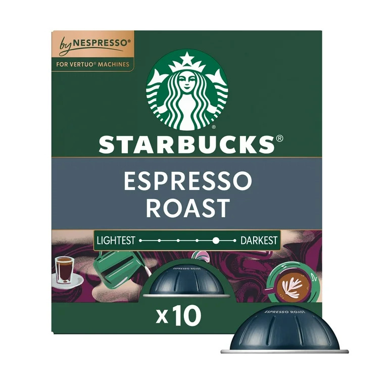 Starbucks by Nespresso Vertuo, Espresso Roast, Dark Roast Nespresso Pods, 10 Count | Walmart (US)