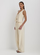 Cream Elasticated Wide Leg Trouser- Zella | 4th & Reckless