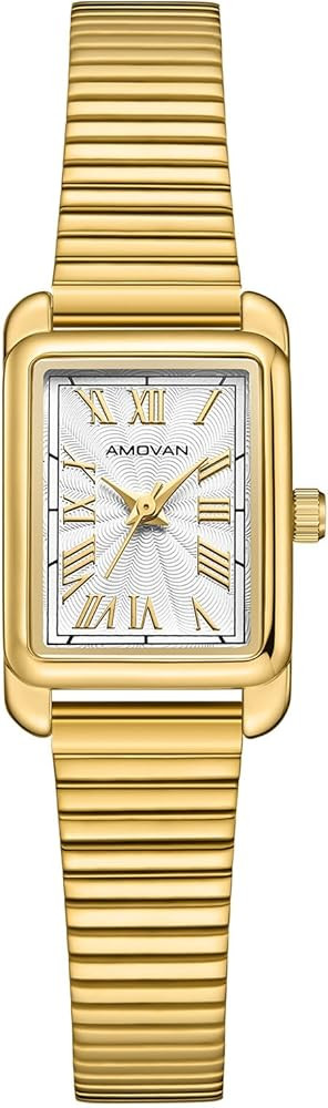 Gold Watches for Women Small Wrist, Dainty Rectangular Case Vintage Wrist Watches, Vintage Ladies... | Amazon (US)