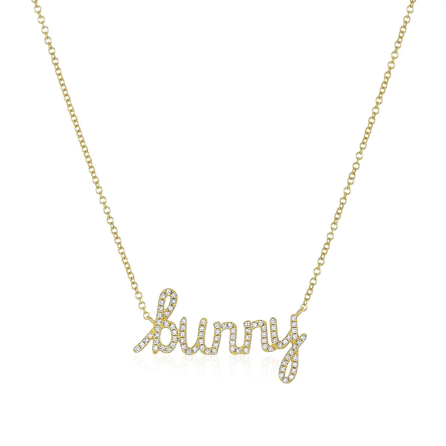Diamond Script Custom Name Necklace | LINDSEY LEIGH JEWELRY