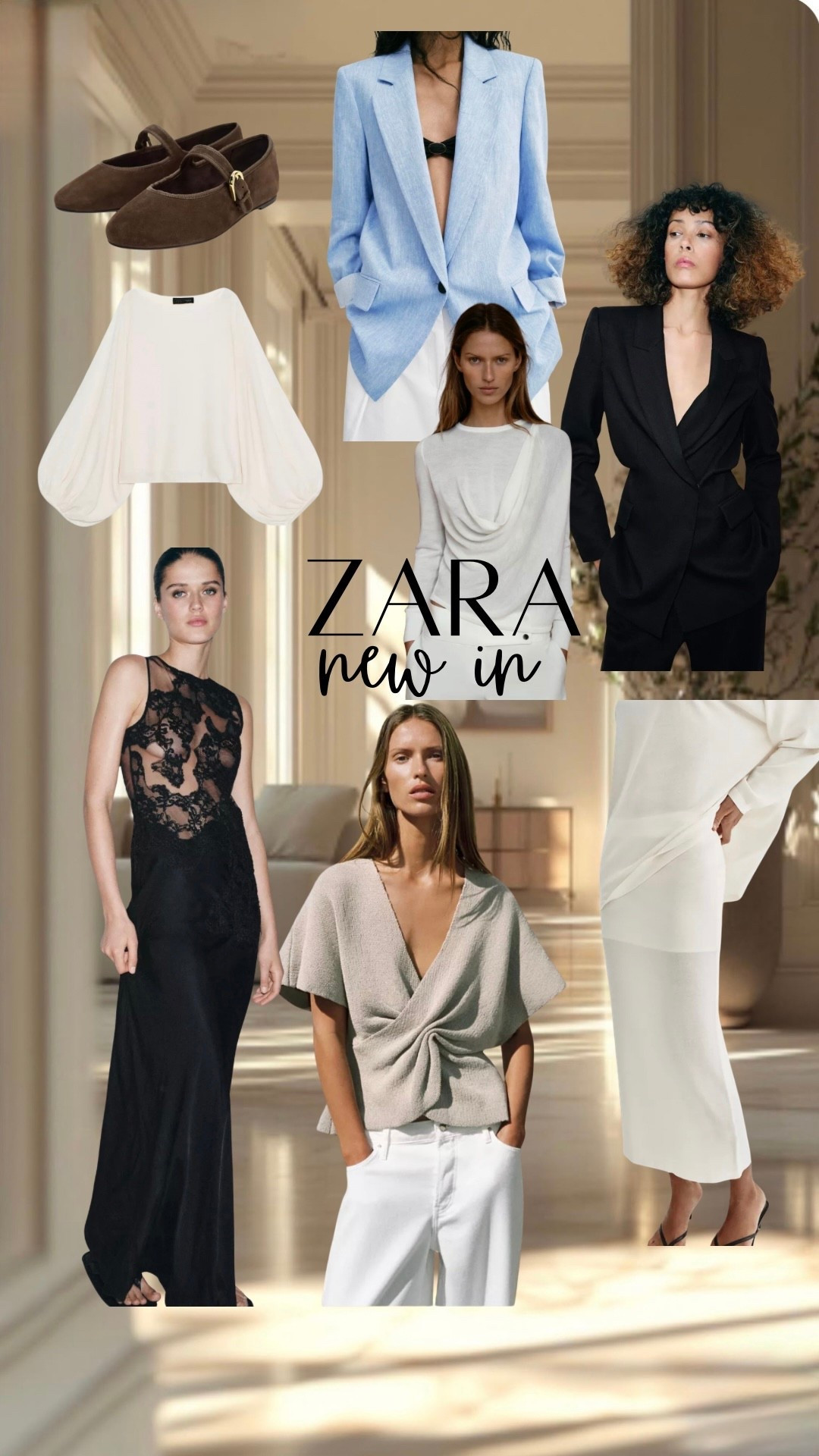 New in at Zara, draped knit, black lace dress, blue linen blazer, black blazer, draped top 

#LTKOver40 #LTKgrwm #LTKootd