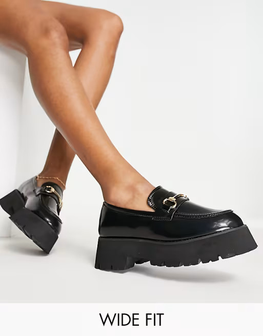 RAID Wide Fit Monsterr chunky loafers in black | ASOS (Global)