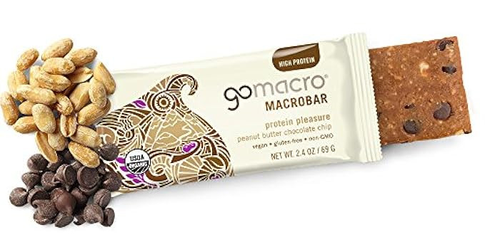 GoMacro MacroBar, Organic Vegan Protein Bar, Peanut Butter + Chocolate Chip, 2.4 oz (Pack of 12) | Amazon (US)