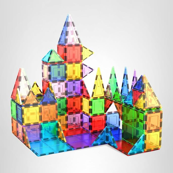 PicassoTiles 100 Piece Set 100pcs Magnet Building Tiles Clear Magnetic 3D Blocks Construction Pla... | Amazon (US)