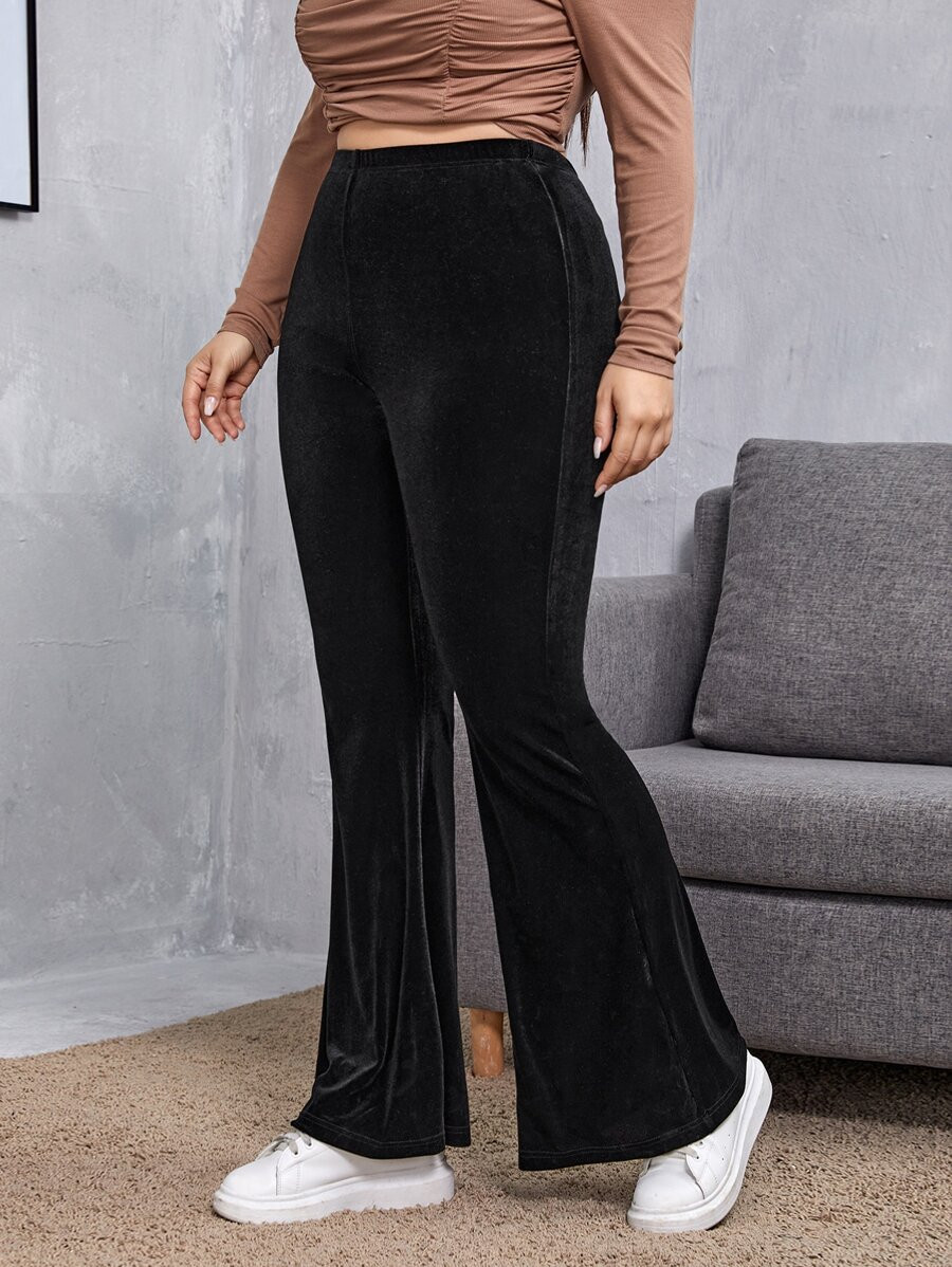 SHEIN EZwear Plus Velvet Flare Leg Pants SKU: swpants07201106604(1000+ Reviews)$15.00$14.25Join f... | SHEIN
