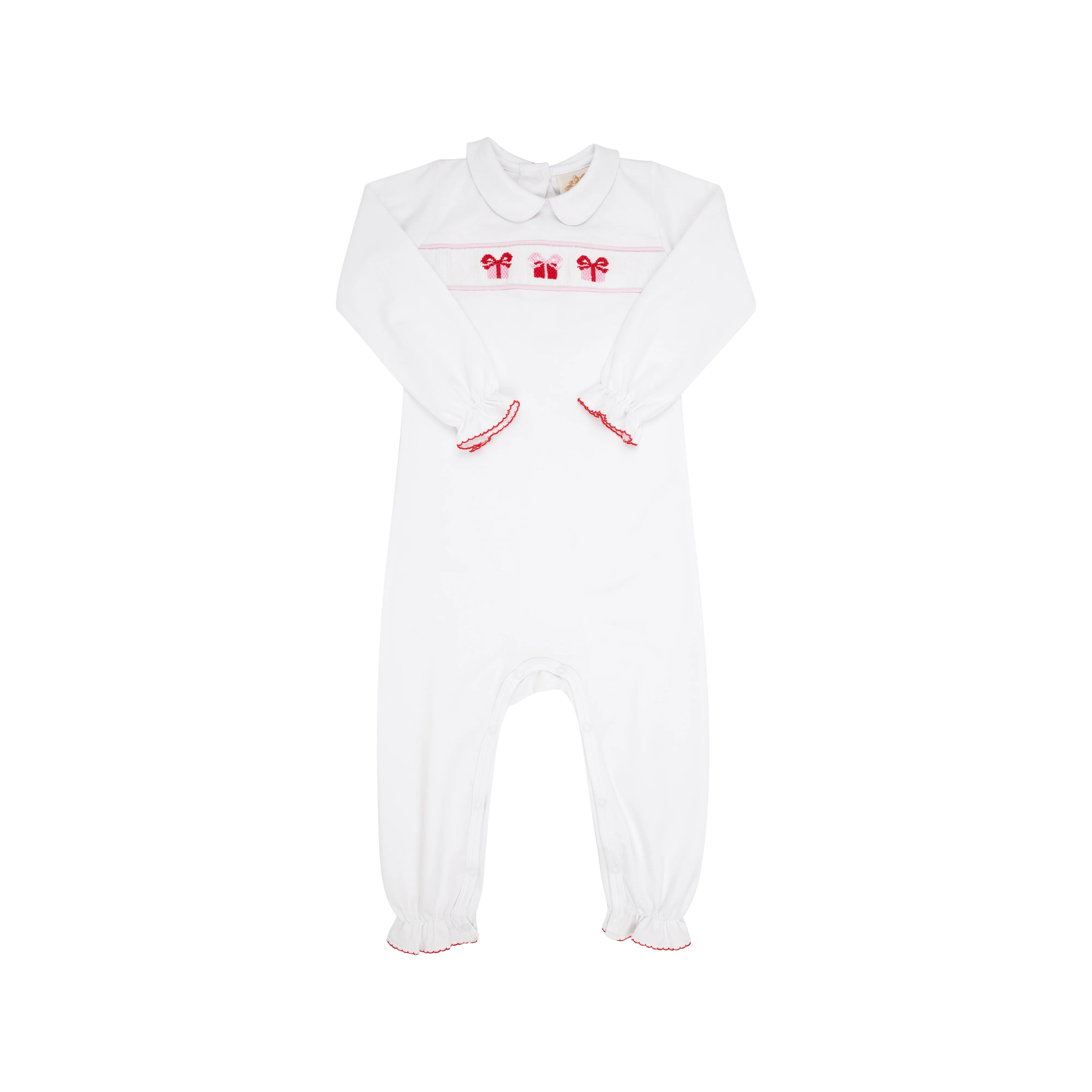 Rigsby Romper - Worth Avenue White with Present Smocking & Richmond Red Picot | The Beaufort Bonnet Company