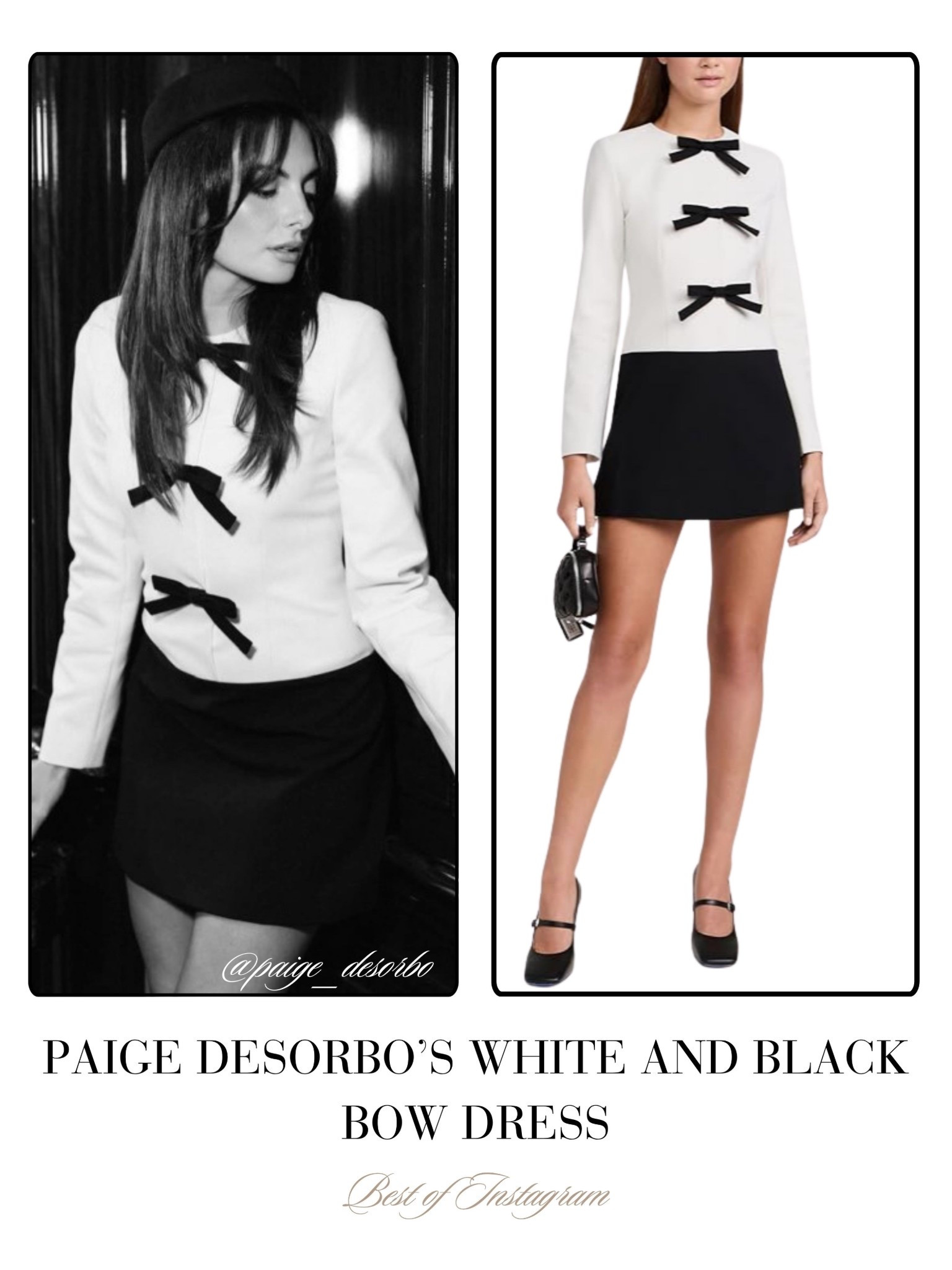 Paige DeSorbo’s White and Black Bow Dress 📸 = @paige_desorbo 