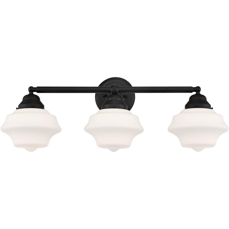 Possini Euro Design Modern Wall Light Black Metal Hardwired 27 1/4" 3-Light Fixture Opal White Gl... | Target