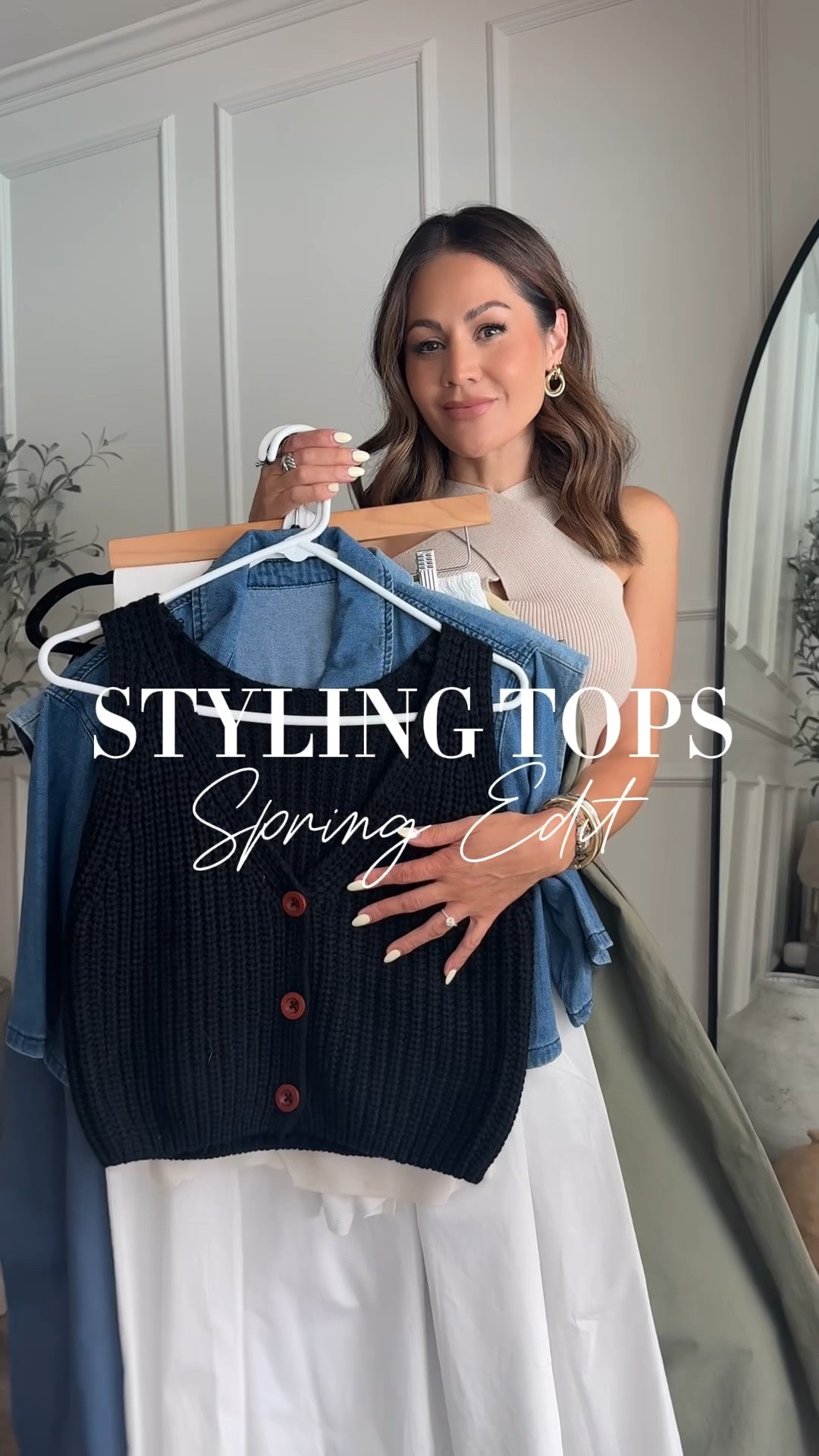 Styling Amazon tops:  spring edition🤌🏻

Sizing info:
look 1
Crisa cross halter top / XS
Jeans / 26
Look 2
Denim shirt / small 
Olive pants / 26
Look 3
White halter top / small 
Maxi skirt / small 
look 4
Knit vest / small 
Levi’s xl wide leg / 26
Look 5
Vest / small 
Pants / 26
I’m 5’4”/130#LTKStyleTip

#LTKOver40 #LTKU #LTKootd #LTKOver40