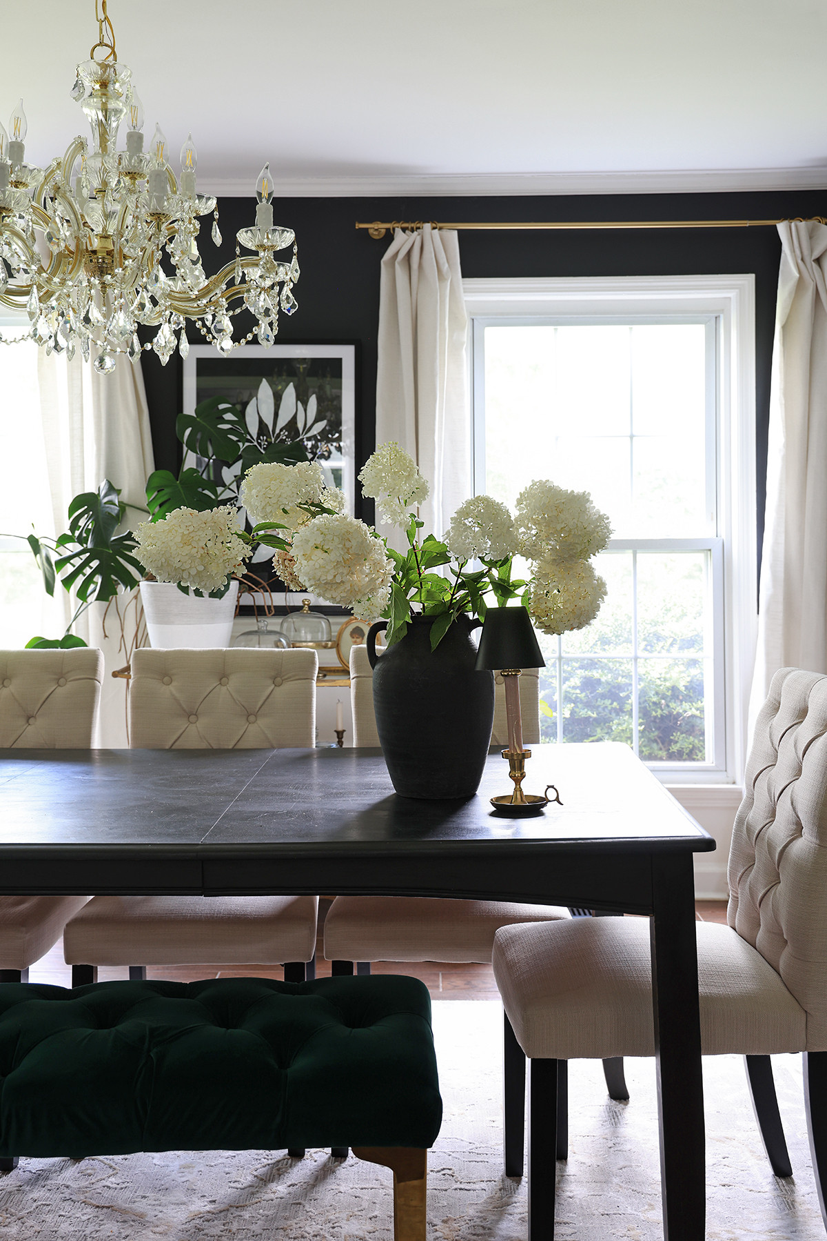 Dining Room Styling | Bring sparkle with a crystal chandelier, diamond tufted dining chairs, and decorative touches 

 #LTKHome