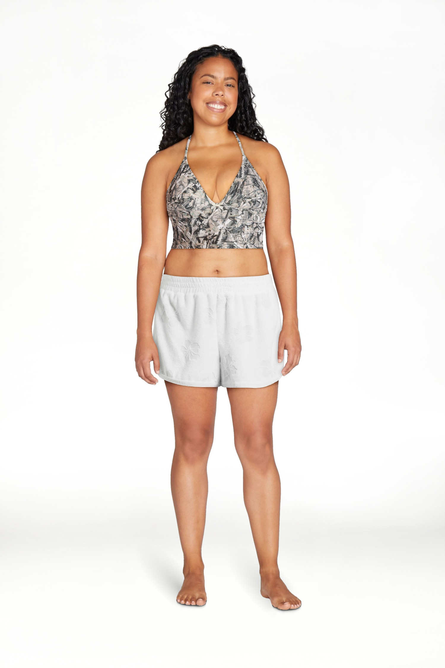 No Boundaries Camo Print Cropped Tankini Top, Women\u2019s XXS-XXL | Walmart (US)