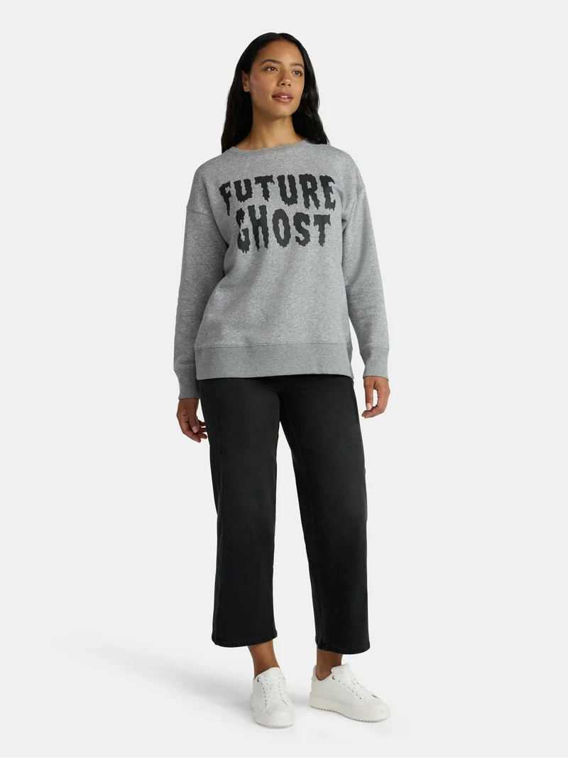 Women's Halloween Future Ghost Graphic Fleece Sweatshirt from Way to Celebrate, Sizes S-XXXL | Walmart (US)