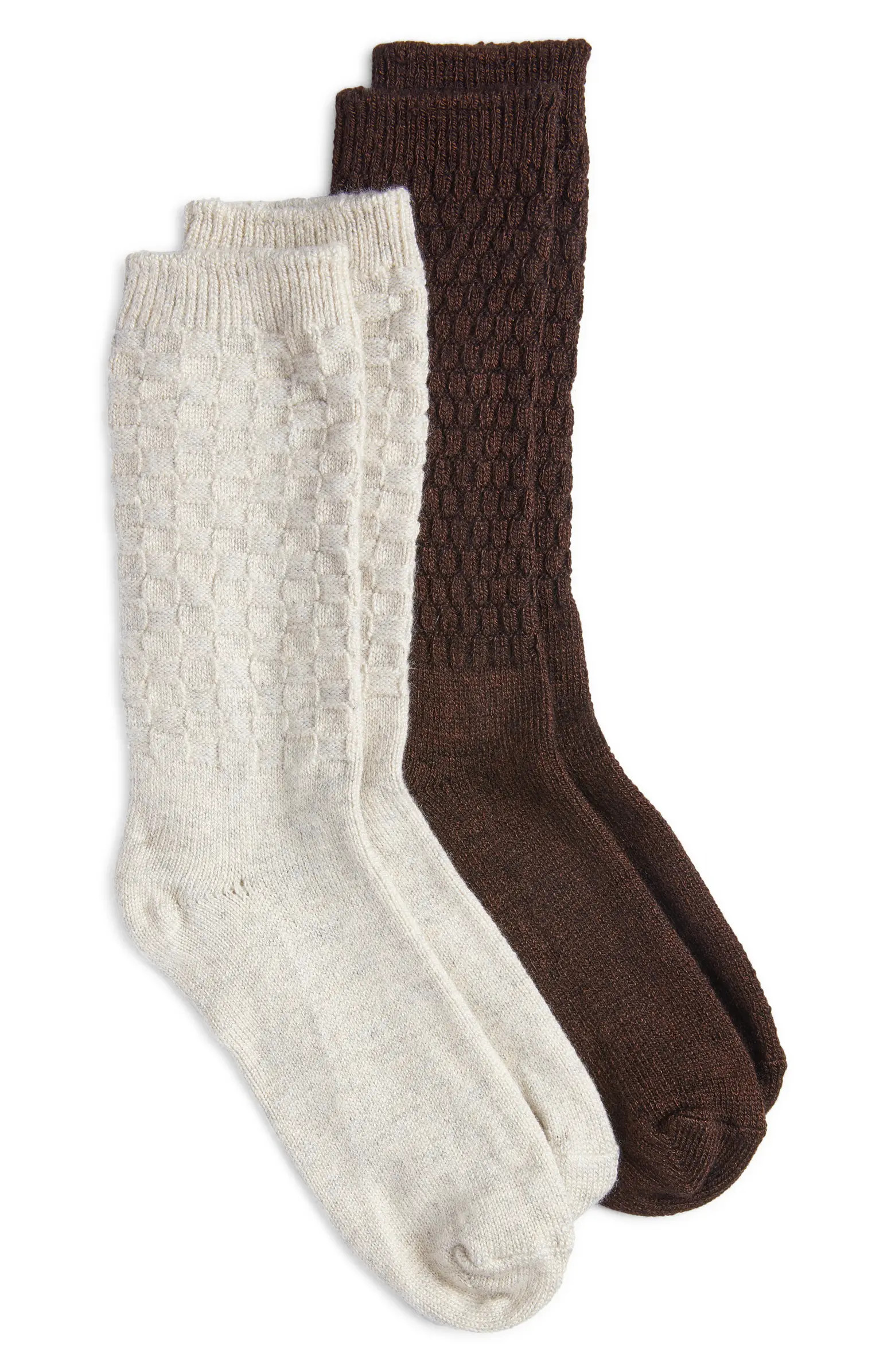Hue Assorted 2-Pack Textured Crew Socks | Nordstrom | Nordstrom