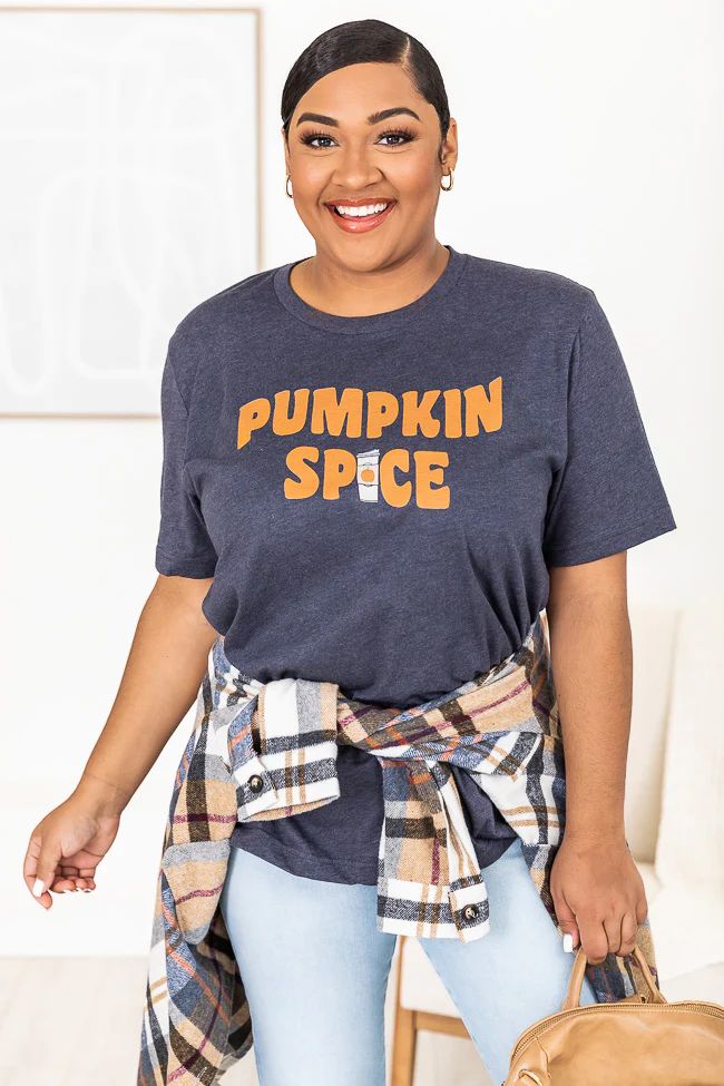 Pumpkin Spice Midnight Navy Graphic Tee | Pink Lily