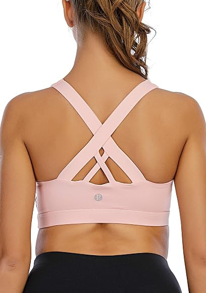 RUNNING GIRL Sports Bra for Women, Criss-Cross Back Padded Strappy Sports Bras Medium Support Yoga B | Amazon (US)