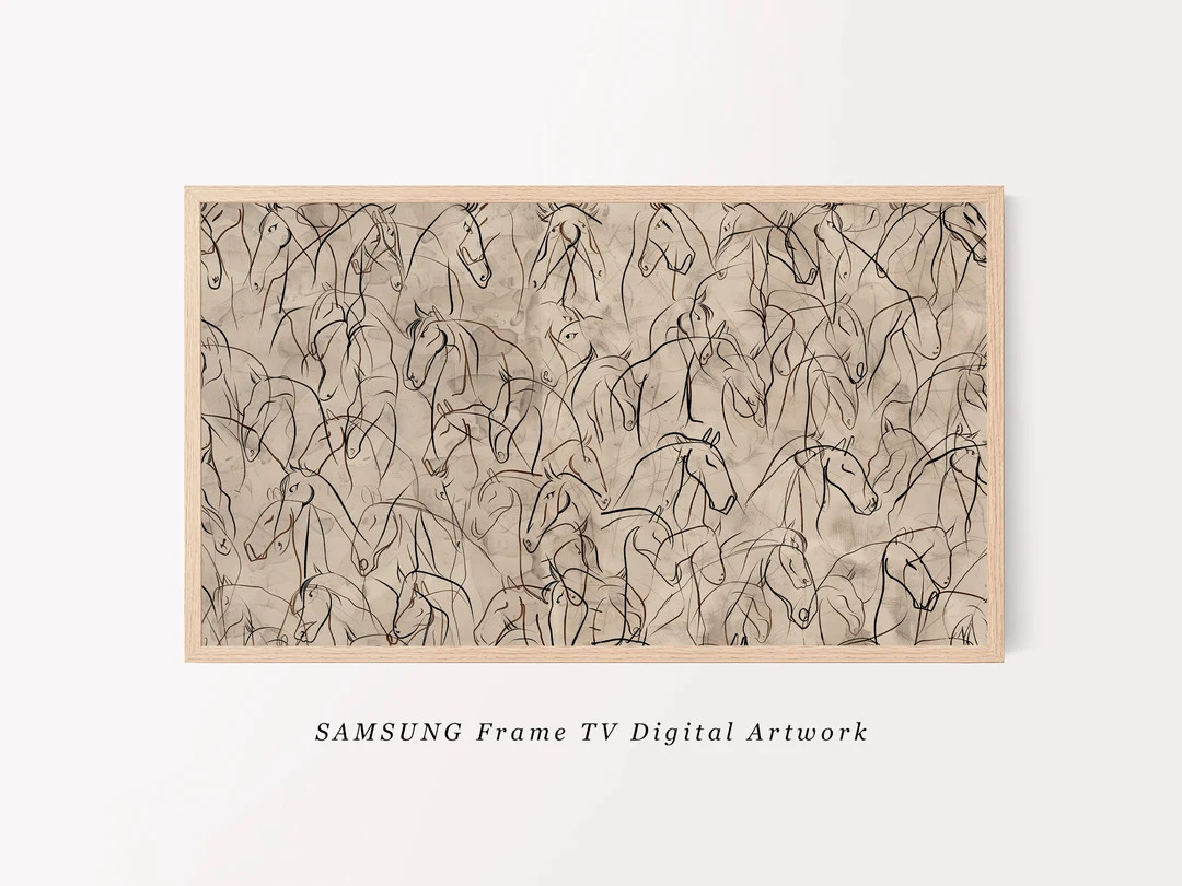 Samsung Frame TV Art Abstract Horses Sketch TV Art Minimalist Equestrian Line Art Wall Art Neutra... | Etsy (US)