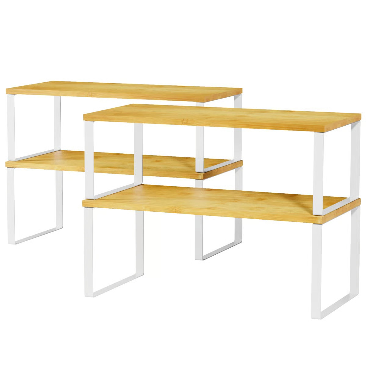 SpaceAid 2-Pack Stackable Expandable Cabinet Shelf Organizers – Kitchen Counter Racks for Pantr... | Wayfair North America